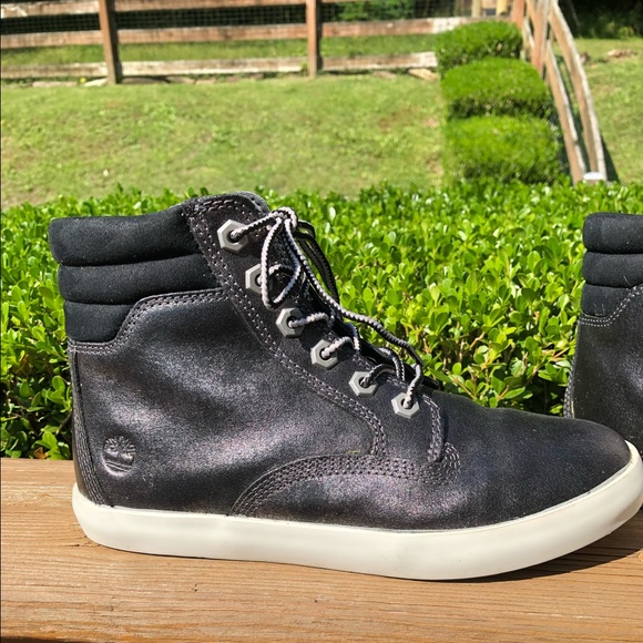 Timberland Black Metallic High Top Leather Sneaker - Picture 5 of 14